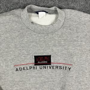 Jansport Sweatshirt Mens Size M Gray Adelphi University Alumni Crewneck Logo